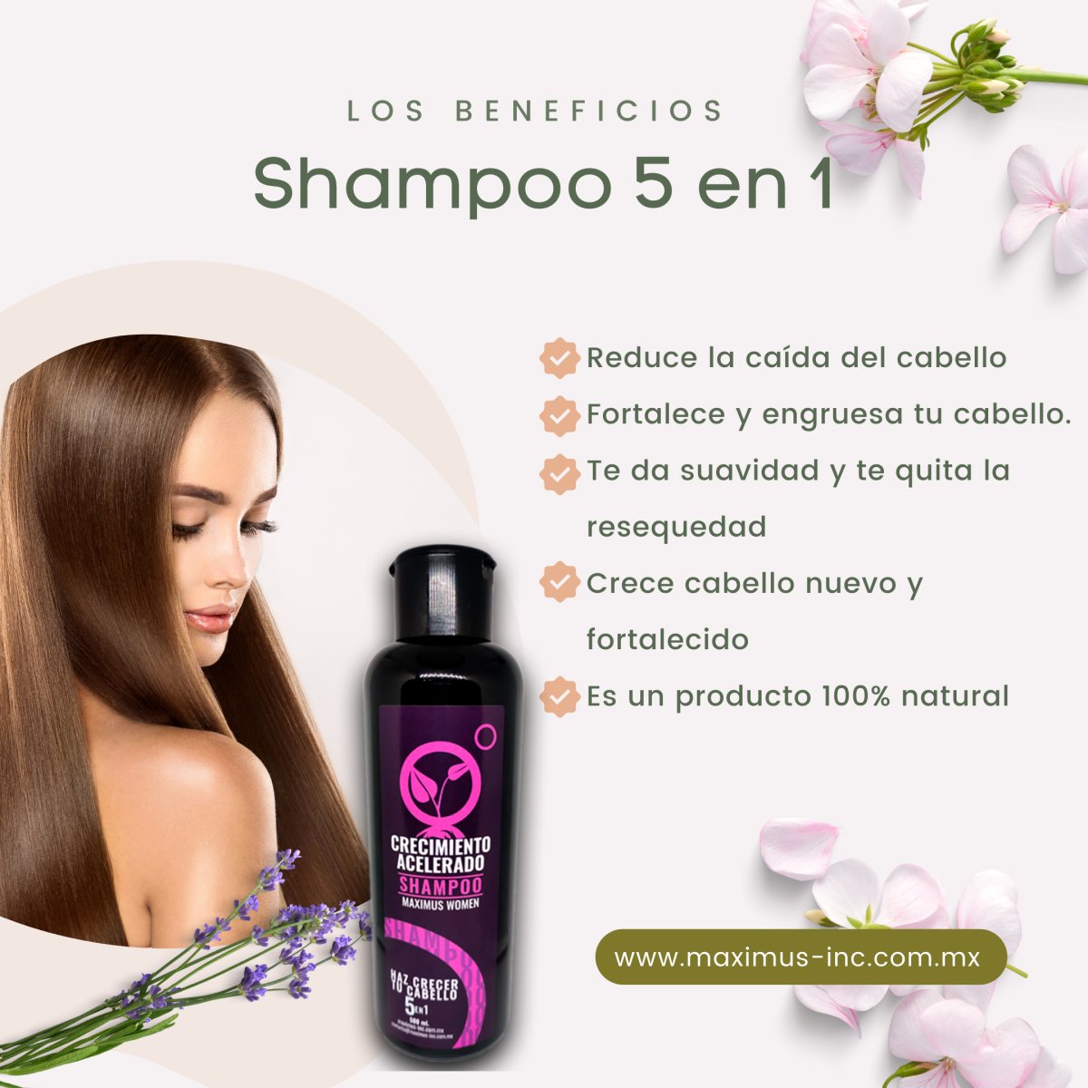 1 Shampoo Crecimiento Acelerado. 5 en 1 - Maximus Inc