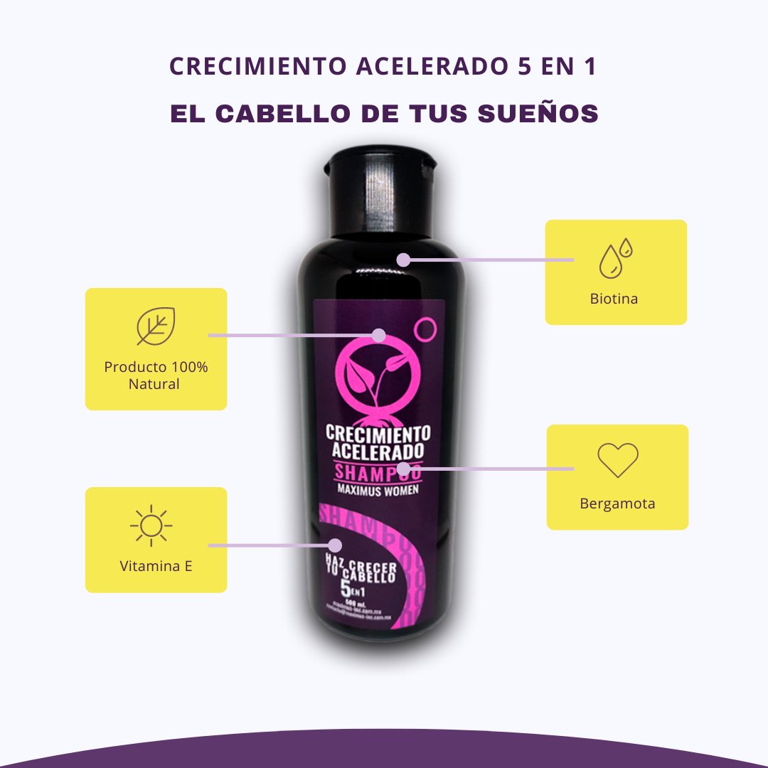 1 Shampoo Crecimiento Acelerado. 5 en 1 - Maximus Inc